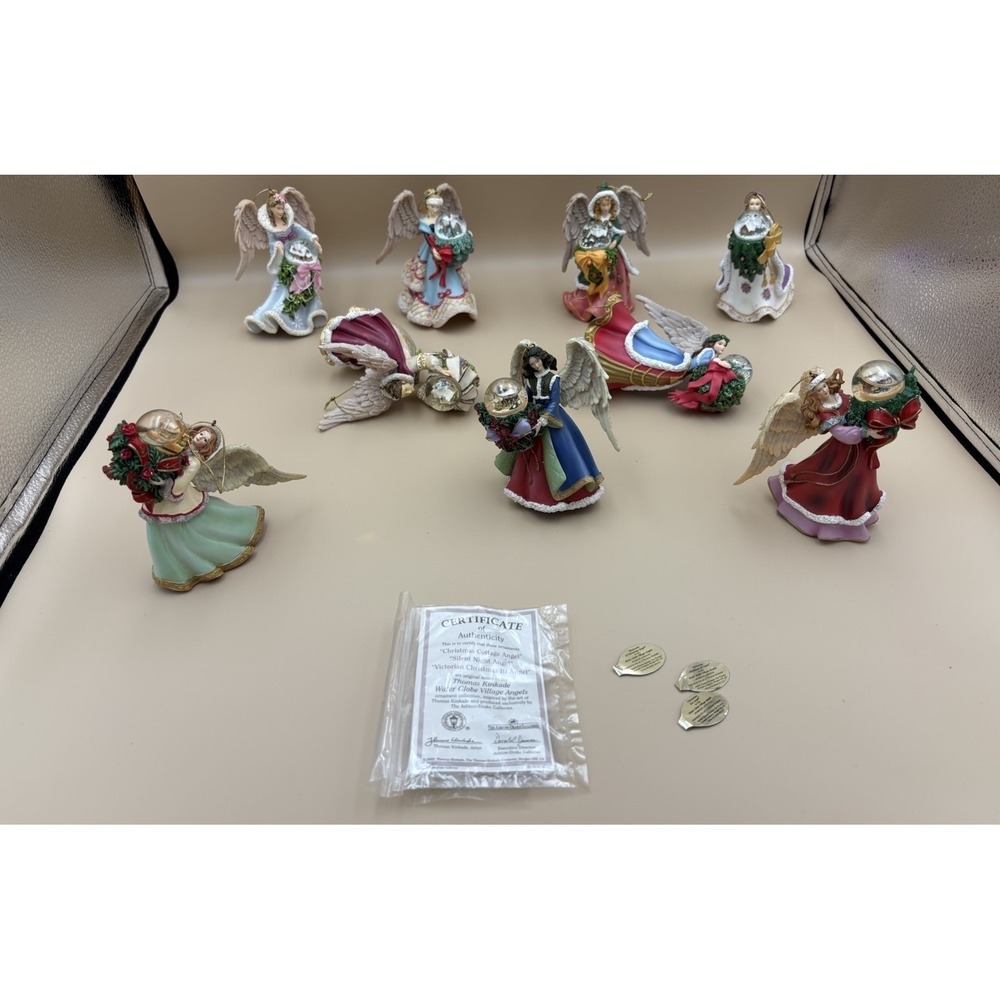 Lot Of 9 (3 Certified) Ashton-Drake Thomas Kinkade Angels Water Globe Read Flaws